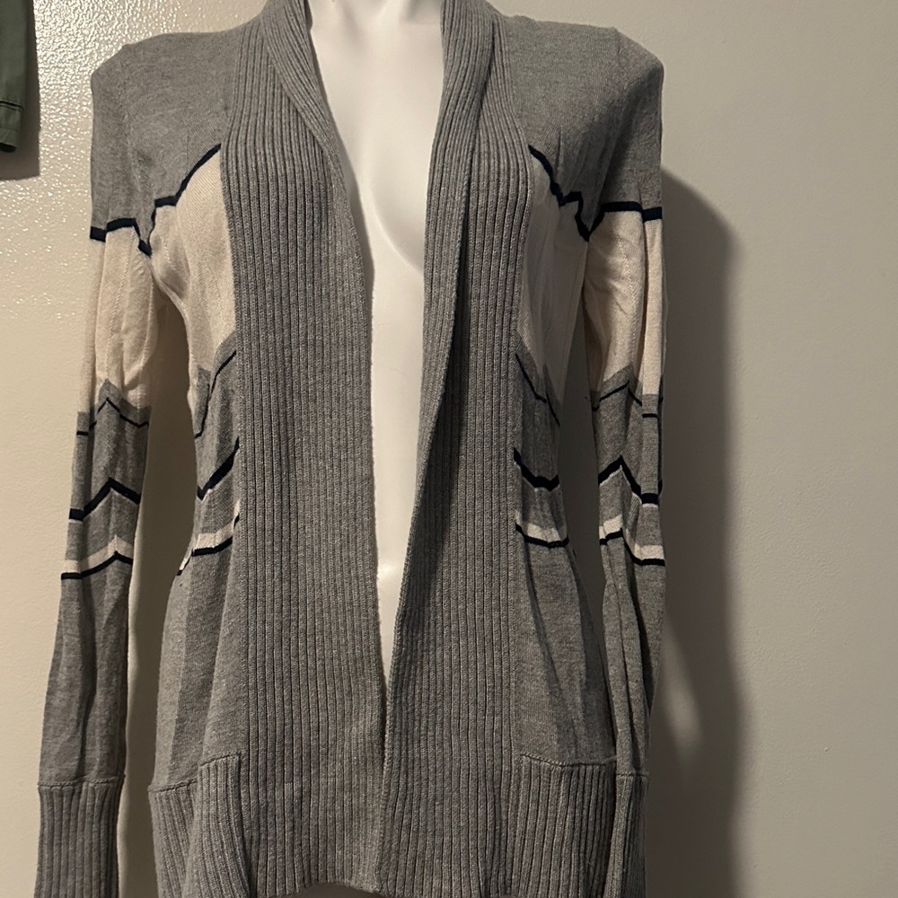 Banana Republic Gray and Cream Women's Cardigan